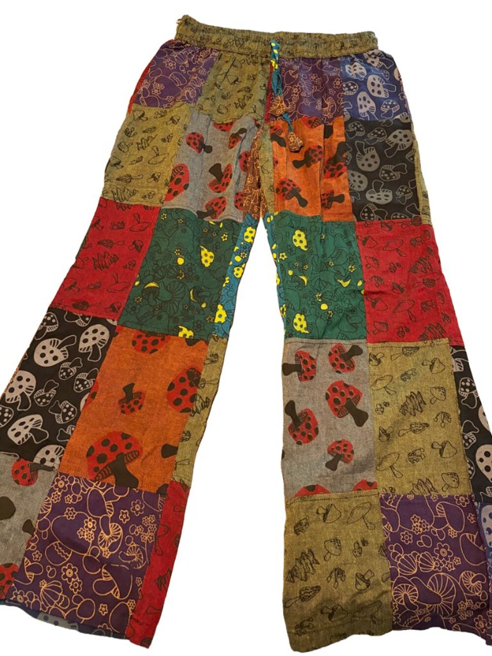 Rising International Mushroom Patchwork Pants Boho Hippie Festival